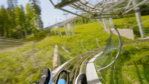 POV view in moving action man coming up a mountain roller outdoor adventure Video stock 254008201