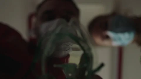 POV view from patient's perspective inside an ambulance and paramedics inside Video stock 283115883