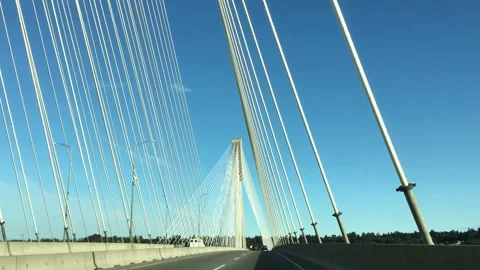 POV view of riding over the bridge in Surrey BC Canada with 4k resolution Video stock 90923893