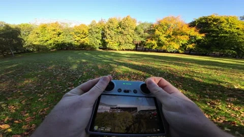 POV View of someone flying a drone over Stock Video Pond5