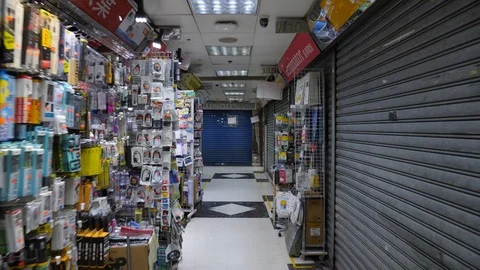 POV view of typical computer center at Hong Kong in late evening time Stock Footage 86515016