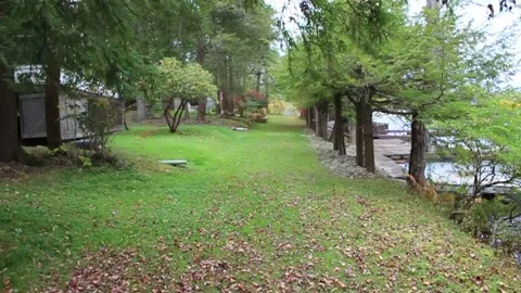 POV walk along a lake path Stock Footage 140688913