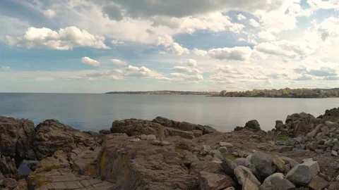 POV Walk down through the rocks Stock Footage 74867257