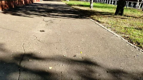 POV walk on an empty street. Stock Footage 166549712