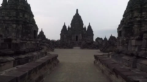 POV Walk, Panoramic View, Buddhist Stupas, Sewu Temple Compound, Java, Indonesia Stock Footage 310403831