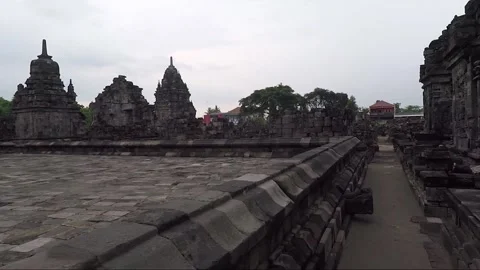 POV Walk, Panoramic View, Buddhist Stupas, Sewu Temple Compound, Java, Indonesia Stock Footage 310694995