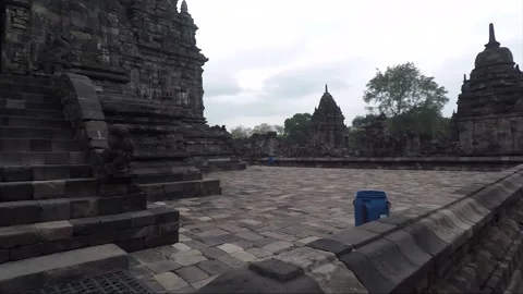 POV Walk, Panoramic View of Main Temple, Sewu Temple Compound, Java, Indonesia Stock Footage 310963322