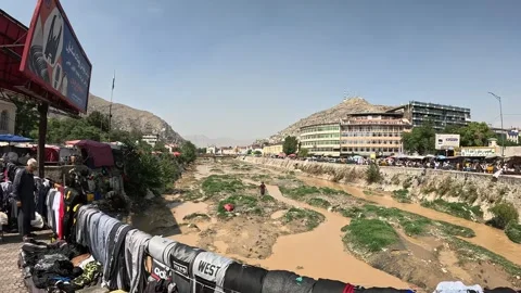 POV Walk Through Bridge Over Kabul River, Kabul, Afghanistan Stock Footage 339303232