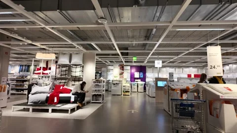 POV walk through IKEA store and the furniture exhibition 動画素材 292687608