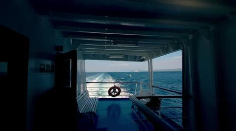 POV Walking Along Deck to the back of Cruise Ship at the Aegean Sea, Greece. Photos