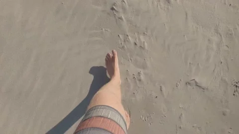 POV Walking On The Beach With Legs Stock Footage 182033032