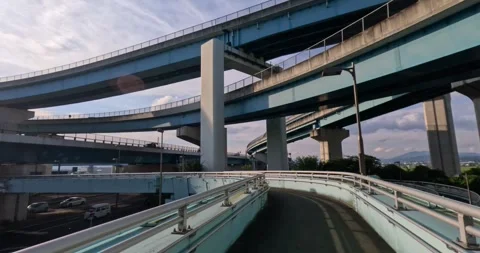POV walking in a crazy complicated road many level interchange near Kyoto, Japan Stock Footage 259487741