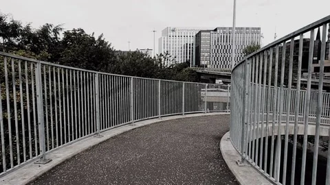 Pov of walking down a spiral ramp Stock Footage 160218663