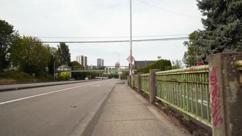 POV Walking down the street Stock Footage 137754009
