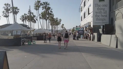 POV Walking Down Venice Beach Boardwalk, Los Angeles Stock Footage 307230460