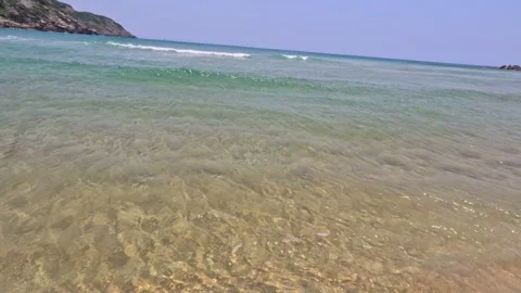 POV Walking empty wild beach with no people, clear water, yellow sand, Phu Yen 스톡 동영상 248803748