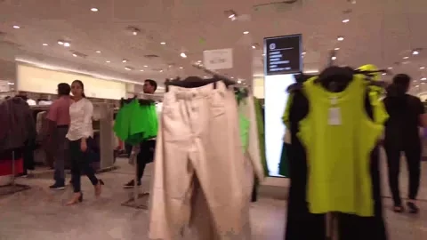 POV Walking Inside Crowded Shopping Mall People Movement 4K Stock Footage 332481625