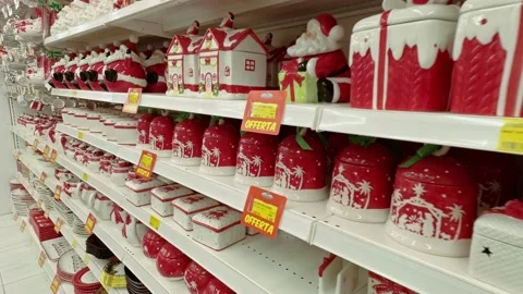 POV Walking Inside at Store During Christmas Time Stock Footage 144493302