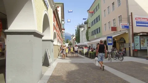 Pov, walking pedestrian zone, Lienz Video stock 79655632