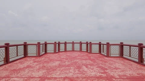 POV Walking Shot on Viewing Platform Over Malacca Strait Stock Footage 345547244