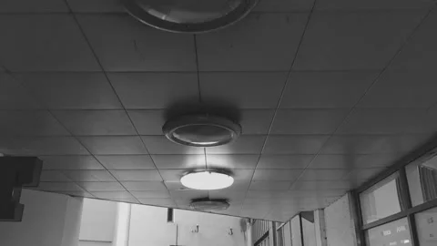 Pov of walking through a long corridor in a modern building Stock Footage 171835763
