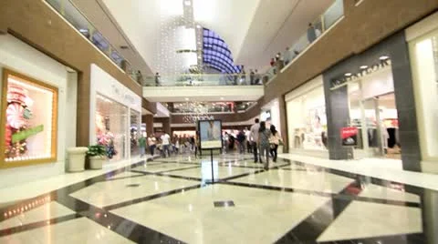 POV WALKING THROUGH MALL SLO-MO Video stock 9223601