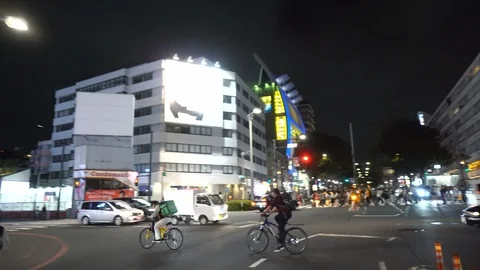 POV Walking in Tokyo at Night Stock Footage 105001504