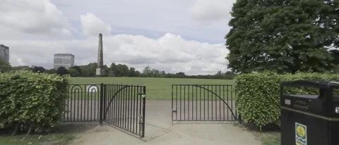 Pov of walking towards an open gate - HLG Footage Video stock 196113772