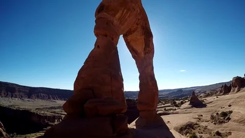 POV walking under the Delicate Arch Video stock 79576975