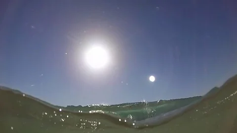 POV of waves breaking in the surf at the beach, super slow motion. Stock Footage 70496610