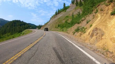 POV while driving on Million Dollar Highway with dramatic views of San Stock Footage 158715902