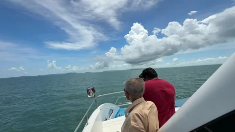 Pov Wide Shot From Ferry Deck to Koh Rong Samloem Island In Sihanoukville 스톡 동영상 337082400