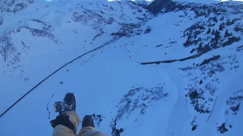 POV of a young man speed flying over mountains , slow motion. Stockbeeldmateriaal 68534375