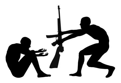Poverty is pulling the Trigger Stock Illustration