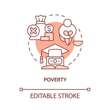 Poverty red concept icon Illustrazione stock