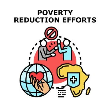 Poverty reduction efforts fighting global hardship and inequality Stock Illustration