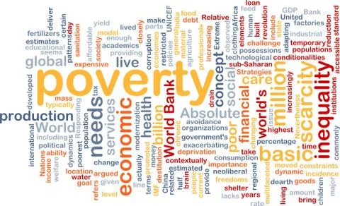 Poverty wordcloud concept illustration Stock Illustration