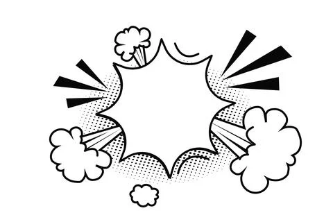 Pow bubble speech comic expression frame cartoon doodle isolated on white Stock Illustration