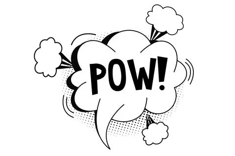 Pow bubble speech comic expression frame cartoon doodle isolated on white Illustrazione stock