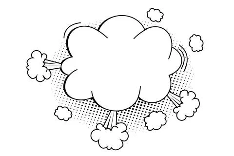 Pow bubble speech comic expression frame cartoon doodle isolated on white Stock Illustration