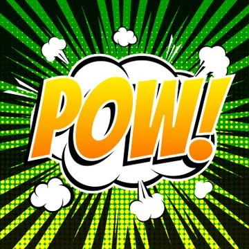 Pow comic book bubble text retro style Stock Illustration