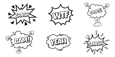 Pow comic bubble collection. Sound dialogue speech bubbles with word - Crash, Stock Illustration