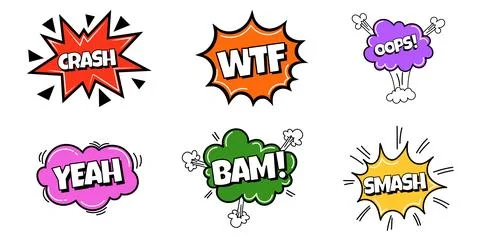 Pow comic bubble collection. Sound dialogue speech bubbles with word - Crash Stock Illustration