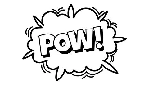 Pow comic bubble. Sound dialogue speech bubbles with word. Pop art expressi.. Illustrazione stock