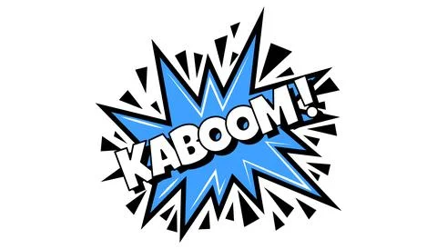 Pow comic bubble. Sound dialogue speech bubbles with word Kaboom. Pop art exp Stock Illustration