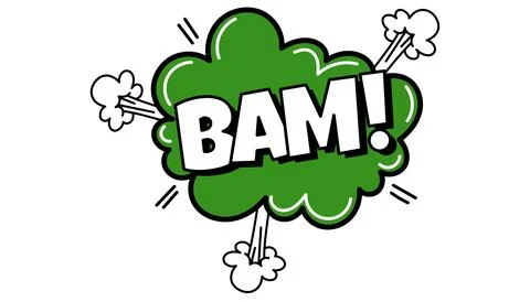 Pow comic bubble. Sound dialogue speech bubbles with word Bam. Pop art expres Stock Illustration