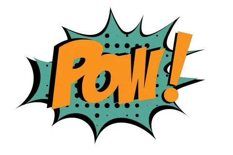 POW Comic lettering Vector cartoon illustration in retro pop art style on hal Stock Illustration