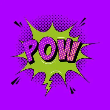 Pow comic sound speech effect bubble in trendy pop art style. Bright cartoon  Illustrazione stock