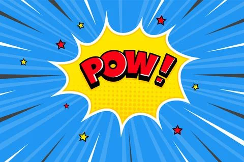 Pow comic speech bubble halftone shadow text expression retro comic style flat Illustrazione stock