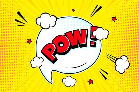 Pow comic speech bubble halftone shadow text expression retro comic style flat Stockillustratie